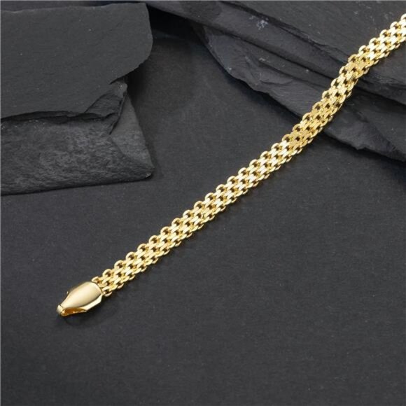 14k Gold Bracelets for Men Mesh Chain Bracelets Dainty Gold Bracelet - Picture 2 of 5